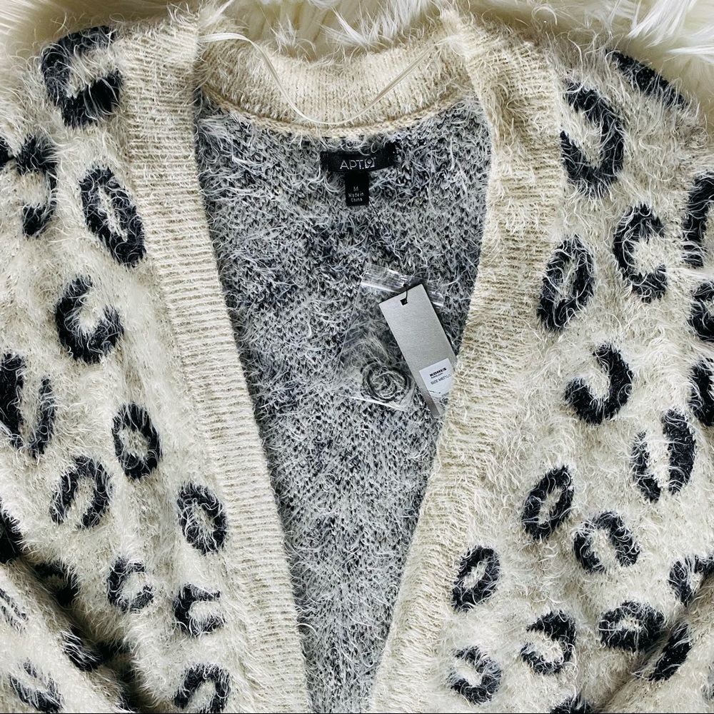 APT. 9 Cheetah Print Fuzzy Cardigan - Picture 3 of 7